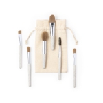 Lot de 6 petits pinceaux de maquillage avec housse en coton Mini couleur beige  troisième vue