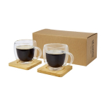 Coffret de deux tasses en verre double paroi 250 ml Machiatto couleur transparent