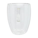 Lot de tasses à double paroi avec sous-verres de 350 ml Cappuccino couleur transparent deuxième vue frontale