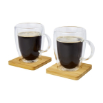 Lot de tasses à double paroi avec sous-verres de 350 ml Cappuccino couleur transparent deuxième vue