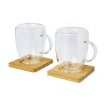 Lot de tasses à double paroi avec sous-verres de 350 ml Cappuccino couleur transparent quatrième vue