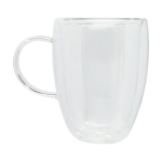 Lot de tasses à double paroi avec sous-verres de 350 ml Cappuccino couleur transparent deuxième vue latérale