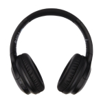 Casque pliable publicitaire en plastique recyclé avec micro Loop couleur noir deuxième vue frontale