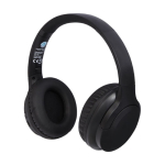Casque pliable publicitaire en plastique recyclé avec micro Loop couleur noir
