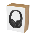 Casque pliable publicitaire en plastique recyclé avec micro Loop couleur noir deuxième vue avec boîte