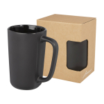 Grande tasse en céramique avec finition mate de 480 ml Americano couleur noir vue latérale