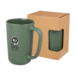 Grande tasse en céramique avec finition mate de 480 ml Americano couleur vert vue avec impression sérigraphique