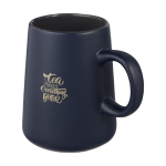 Mug pas cher personnalisable en forme de cruche de 450 ml Wide Base couleur bleu marine vue avec impression sérigraphique