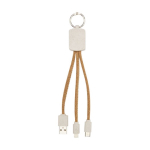 Câble chargeur 3 en 1 de type porte-clés en liège et blé Straw & Cork couleur naturel deuxième vue arrière