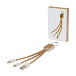 Câble chargeur 3 en 1 de type porte-clés en liège et blé Straw & Cork couleur naturel deuxième vue