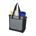 Sac recyclé publicitaire avec poche et fermeture éclair Tote DuoTone couleur noir deuxième vue