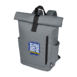 Sac à dos enroulable et étanche pour ordinateur portable de 15,6´´ couleur gris vue impression transfert