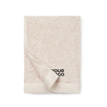 Serviette publicitaire en coton et lyocell 70 x 140 cm couleur beige avec zone d'impression