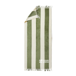 Serviette de plage personnalisée avec pompons 450 gr/m2 80x180 Seaside couleur vert foncé avec zone d'impression