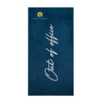 Luxueuse serviette en coton pour fauteuil 160x80cm Out of Office couleur bleu vue avec logo
