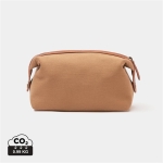 Trousse de toilette personnalisée en polyester recyclé EcoStylish couleur marron clair