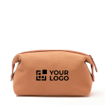 Trousse de toilette personnalisée en polyester recyclé EcoStylish couleur marron clair avec zone d'impression