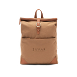 Sac à dos pour ordinateur en polyester recyclé avec boucle couleur marron clair vue avec logo