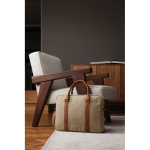Sacoche pour PC 16'' rembourrée, recyclée et élégante couleur beige vue d'ambiance