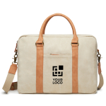 Sacoche pour PC 16'' rembourrée, recyclée et élégante couleur beige avec zone d'impression