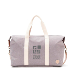 Sac de voyage recyclé avec détails en cuir synthétique Jasper couleur gris avec zone d'impression