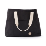 Élégant sac de plage recyclé avec logo et poignées doubles Jasper couleur noir