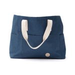 Élégant sac de plage recyclé avec logo et poignées doubles Jasper couleur bleu