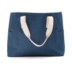 Élégant sac de plage recyclé avec logo et poignées doubles Jasper couleur bleu deuxième vue