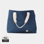 Élégant sac de plage recyclé avec logo et poignées doubles Jasper couleur bleu