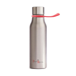 Gourde inox publicitaire avec une anse sur le couvercle 750 ml Travail couleur rouge vue avec logo