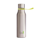Gourde inox publicitaire avec une anse sur le couvercle 750 ml Travail couleur vert lime vue avec logo
