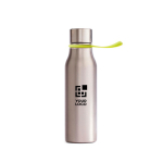 Gourde inox publicitaire avec une anse sur le couvercle 750 ml Travail couleur vert lime avec zone d'impression