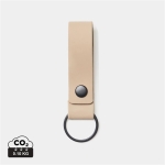 Porte-clés en cuir végétalien avec rivet en métal Contempo couleur beige
