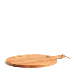 Planche à servir de forme ronde avec manche en bois TeakWood couleur bois avec zone d'impression