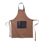 Tablier en coton avec détails en cuir et fermeture par boucle Vegan couleur marron