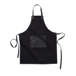 Tablier en coton avec détails en cuir et fermeture par boucle Vegan couleur noir