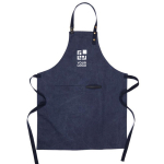 Tablier en matériaux recyclés avec poche avant couleur bleu marine avec zone d'impression