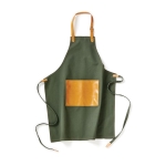 Tablier personnalisé avec poche en cuir végétalien 500 g/m² Rustic couleur vert