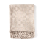 Couverture à motifs géométriques en acrylique Geometric Comfort couleur marron clair