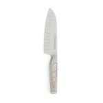Couteau de style japonais en acier promotionnel Hattasan Santoku couleur argenté avec zone d'impression