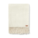 Couverture à motifs géométriques avec franges 130x170cm Geometric Luxe couleur blanc cassé