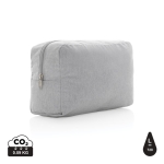 Trousse de toilette à logo en toile recyclée 285 g/m² EcoTrace Raw couleur gris