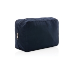 Trousse de toilette à logo en toile recyclée 285 g/m² EcoTrace Raw couleur bleu marine