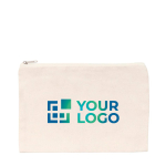 Trousse classique en toile recyclée 285g/m² pas cher EcoTrace Raw couleur blanc cassé avec zone d'impression