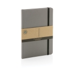 Carnet recyclé avec élastique A5 pages lignées GreenNotes couleur gris vue avec boîte