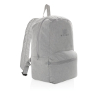 Sac à dos en toile recyclée non teintée 285g/m² Ecotrace Raw couleur gris vue avec logo