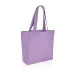Sac shopping avec logo en toile recyclée 240 g/m2 EcoTrace Pocket couleur violet