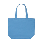 Sac shopping avec logo en toile recyclée 240 g/m2 EcoTrace Pocket couleur bleu ciel troisième vue