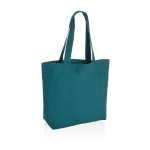 Sac shopping avec logo en toile recyclée 240 g/m2 EcoTrace Pocket couleur vert émeraude