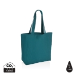 Sac shopping avec logo en toile recyclée 240 g/m2 EcoTrace Pocket couleur vert émeraude